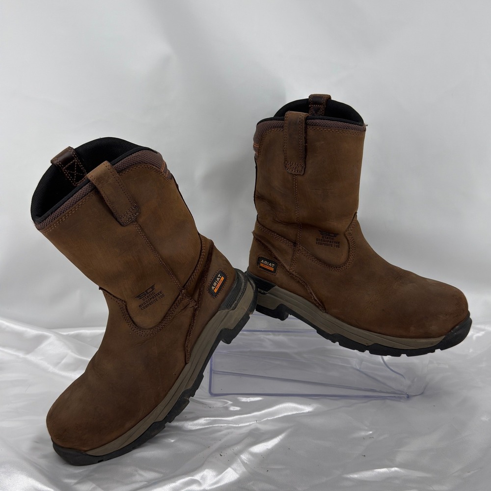 Ariat Work Boots Mens 9D Brown Leather Composite Toe SD Pull On 10020094